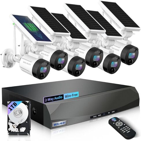 【Wire-Free Solar Powered & 2-Way Audio】 2-Antenna Enhanced Smart Home Solar Powered Security Camera Outdoor Camera Wireless Rechargeable Security Camera System WiFi Video Surveillance Camera System in Kuwait