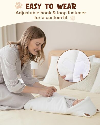 Lilian&Gema Baby Swaddle Blanket Cute Bear Swaddle Wrap for Infants 0-4 Months Newborn Baby Boys Girls Plush Swaddle Blankets Perfect Baby Shower and Registry Gift in Kuwait