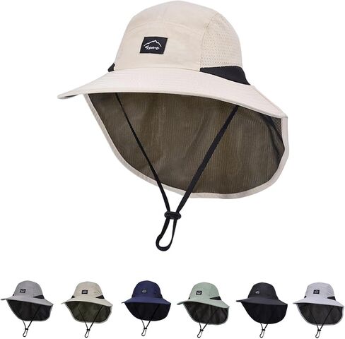 Kids Sun Hat with Neck Flap Breathable Safari Boys Bucket Hats Girls Outdoor Fishing Beach Hat Summer Adventure UPF 50+ in Kuwait