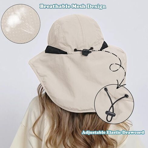 Kids Sun Hat with Neck Flap Breathable Safari Boys Bucket Hats Girls Outdoor Fishing Beach Hat Summer Adventure UPF 50+ in Kuwait