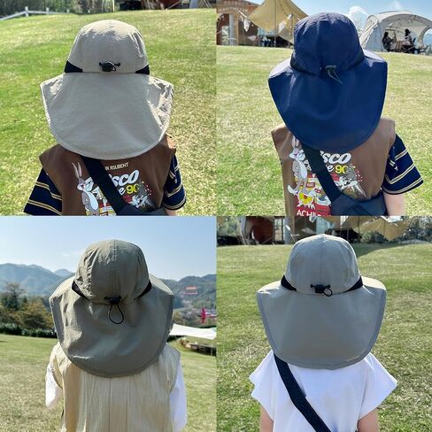 Kids Sun Hat with Neck Flap Breathable Safari Boys Bucket Hats Girls Outdoor Fishing Beach Hat Summer Adventure UPF 50+ in Kuwait