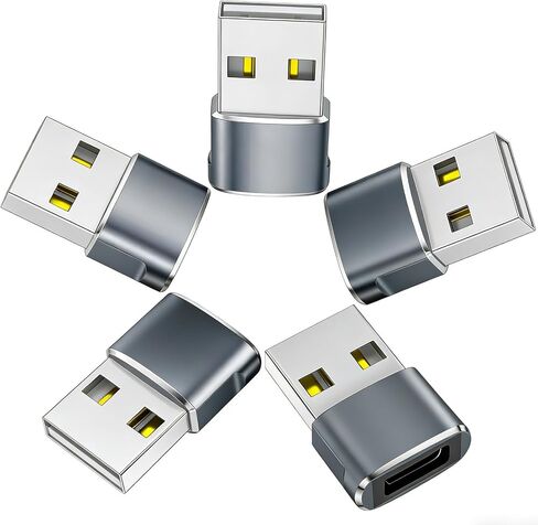 محول USB C أنثى إلى USB ذكر 5 حزم من النوع C إلى USB A محول للشحن/البيانات متوافق مع iPhone 15 Plus/Pro Max، iPad Pro/Air 4/Mini 6، Samsung Galaxy S24/S23/S22/S21، المزيد ( رمادي) in Kuwait