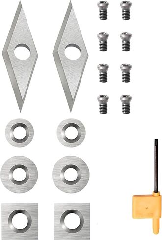 8pcs Carbide Lathe Tools Carbide Inserts For Wood Lathe Turning Tool,Tungsten Carbide Cutter Inserts Set Include Square, And Round,Diamond With Sharp Point and Screws (8 pcs) in Kuwait