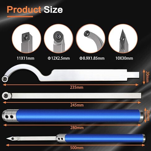 8pcs Carbide Lathe Tools Carbide Inserts For Wood Lathe Turning Tool,Tungsten Carbide Cutter Inserts Set Include Square, And Round,Diamond With Sharp Point and Screws (8 pcs) in Kuwait