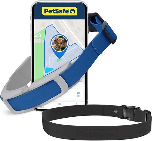 PetSafe Guardian GPS + Tracking Dog Fence Collar, GPS Dog Collar Fence System with App, Waterproof Rechargeable Collar, Tracking Collar for Medium and Large Dogs (Blue/Gray), Subscription Required in Kuwait