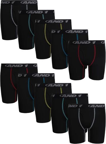 AND1 Boys Boxer Briefs - 10 Pack Performance Boys Underwear - Compression Boxers with Functional Fly (Sizes: 6-18) in Kuwait