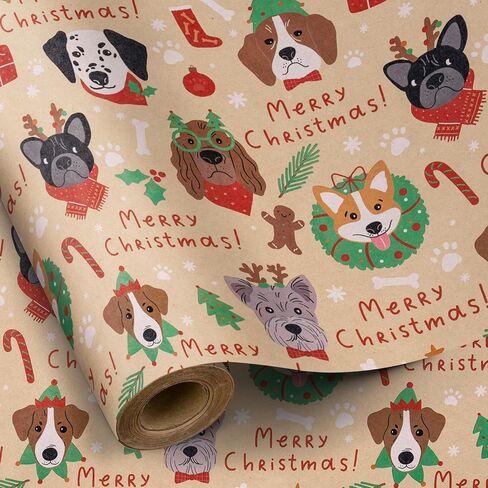 RUSPEPA Dog Wrapping Paper Roll, Mini Roll, Playful Dog on Colorful Scooter Design Kraft Wrapping Paper, Pawsomely Posh Dog Gift Wrap for Kids, Dog Lovers, Birthday and More, 17 Inches X 16.4 Feet in Kuwait
