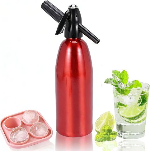 Soda Siphon,1L Carbonated Soda Maker Portable Sparkling Water Machine | Soda Maker for Home & Outdoor, Aluminium Soda Water Machine for Cocktails DIY Drinks,Use 8 gram CO2 Cartridges (Not Included) in Kuwait