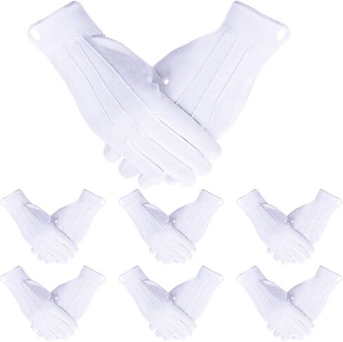 SATINIOR 10 Pairs White Cotton Marching Gloves Formal Tuxedo Guard Parade Gloves in Kuwait