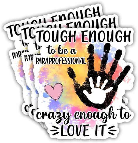 SODAVA 3Pcs Paraprofessional Stickers, Multicolor, Bubble Letter Print, Removable, Outdoor, Inspirational, Modern, Contemporary, 3"x4", Set of 3 in Kuwait