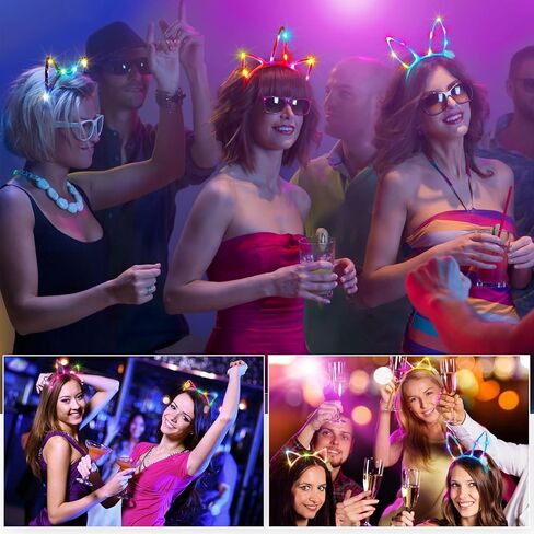 42 Pcs Halloween LED Cat Ears Headband Set, 14 Unicorn Light up Headband 14 Cute Cat Ear Luminous Headband 14 Rabbit Bunny Ear Glow Hairband for Party Decorations Women Adult Birthday Gift in Saudi Arabia