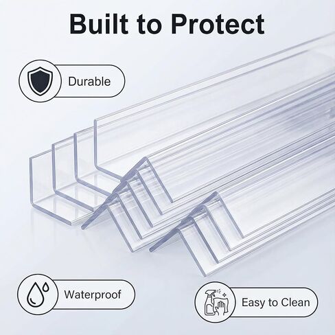12PCS Clear Self-Adhesive Night Stand Corner Protectors，Corner Guards & Edge Protector for Wall Door Frame Cabinet Baseboard & Door, Table, Stair (16" X 1.0") in Kuwait