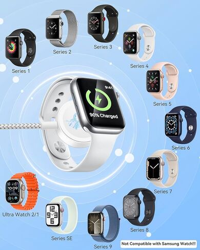 Upgraded 4 in 1 Multi Charging Cable for Apple Watch Charger Magnetic iWatch & iPhone Charger Cable Fast Charging Cord Compatible with iWatch Ultra/SE/9/8/7/6/5/4/3/iPhone15/14/13 Galaxy Android(4FT) in Kuwait