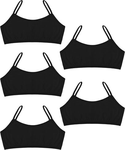 حمالة صدر للتدريب من دونيلا للبنات - حمالة صدر قطنية قصيرة للفتيات 5 قطع، العمر: 10-15 in Kuwait