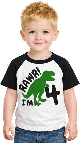 Luke and Lulu Funny Shirts Gifts for 4 Year Old Boys – Roar 4 Dinosaur T-Shirt - Construction - Fourth Birthday Outfit -4T-5T in Kuwait