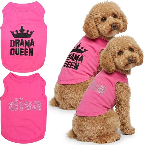Parisian Pet Dog T-Shirt - Embroidered Pampered Poochie Dog Shirt - 100% Cotton, Breathable Dog Clothes - Sleeveless Pet Vest - Machine Washable Dog Shirt for Large Dogs XL in Kuwait
