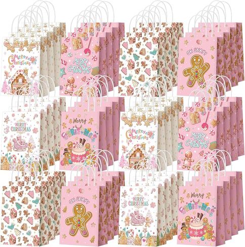 Kolldenn 24 Pcs Summer Christmas Party Favor Bags Hawaiian Christmas Goodie Gift Paper Bags with Handles Tropical Beach Candy Treat Pouch for Hawaii Birthday Party Decorations Supplies in Kuwait