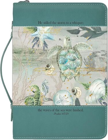 Divinity Boutique Bible Cover XXL - Blue Sea Turtle He Stilled The Storm to a Whisper - Psalm 107:29 in Kuwait