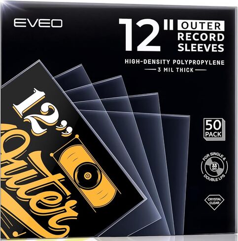 100 Vinyl Record Sleeves for Vinyl Records- Crystal Clear Vinyl Sleeves, Record Sleeves Outer Vinyl Protective Sleeves| for 12" LP Albums Vinyl Outer Sleeves, Single & Double LP Archive Quality Covers in Kuwait