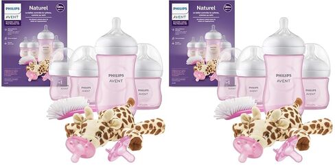 مجموعة هدايا الأطفال ذات الاستجابة الطبيعية من فيليبس أفينت، 4X زجاجات استجابة طبيعية: 2X 4oz مع تدفق الحلمات 2 و2X 9oz مع تدفق الحلمات 3 مع تصميم Seahorse وStarfish، 2X Soothie Pacifiers، SCD838/06 in Kuwait