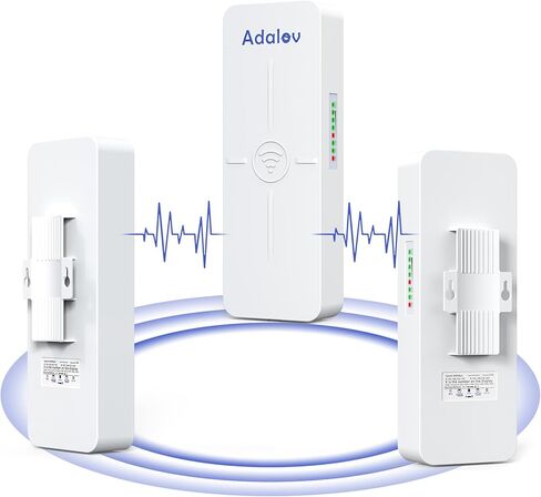 Gigabit Wireless Bridges - Starlink WiFi Extender, 5.8G Point to Point Wireless Bridge Outdoor with 2 x 1Gbs LAN Ports, AdaLov 5KM WiFi Ethernet Bridge for PtP/PtMP, Outdoor CPE Work with Starlink in Kuwait