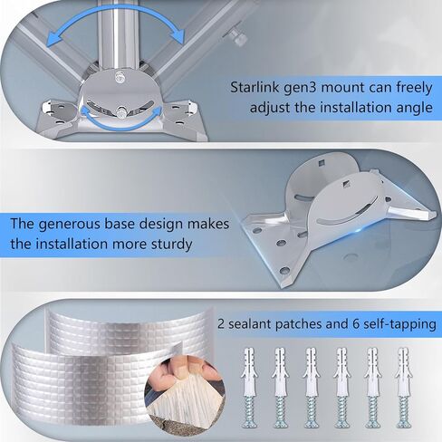 Adjustable Starlink Gen 3 Mount, Starlink Mounting Kit Gen 3, with 0-30° Adjustable Starlink Gen 3 Pipe Adapter, Starlink Long Wall Mount for Starlink Internet Kit Satellite, Starlink Gen3 Roof Mount in Kuwait