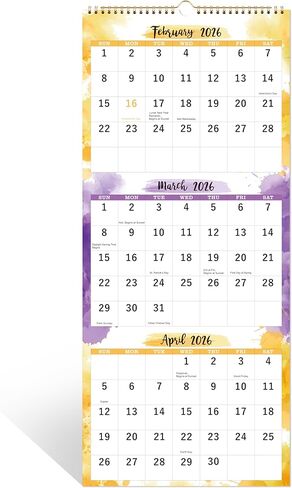 2025-2026 Calendar - 3 Month Wall Calendar 2025-2026 Display (Folded in a Month), May 2025 - Jun 2026, 11" x 26", Vertical Calendar with Thick Paper, 2025-2026 Wall Calendar Perfect for Organizing & Planning in Kuwait
