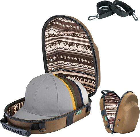 NATIQ - Hat Storage for Baseball Caps | 12x8.66x5.11 inch, For 5-6 Hats, Waterproof, Adjustable Straps, Ethnic Print | Travel Hat Box | Hat Travel Case for Baseball Caps | Hat Case for Travel in Saudi Arabia