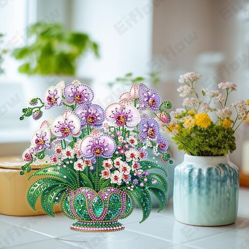 Eiflow Tabletop Diamond Art Painting Kit Cat, 9.4x9.6inch Stand Up Gem Painting Craft Kit for Adults, DIY Acrylic Special Diamonds Painting Desktop Placement Ornament Box Kit in Kuwait