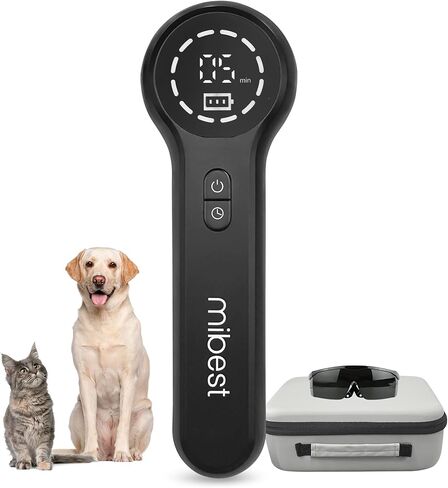 Mibest Cold Laser Therapy Device for Vet - Red Light Therapy for Dogs and Cats - Infrared Light Therapy Targets Joint and Muscles - Pain Relief, Arthritis, Spinal, Wound Healing (4x808nm + 12x650nm) in Kuwait