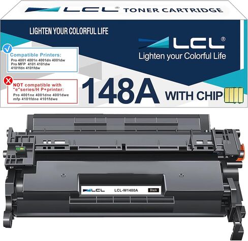 LCL 148A خرطوشة الحبر الأسود مع استبدال الرقائق لـ HP 148A W1480A 148X W1480X لـ HP LASERJET PRO 4001 4001N 4001DN 4001DW MFP 4101 4101FDN 4101FDW PRINTER (1 pack) in Saudi Arabia