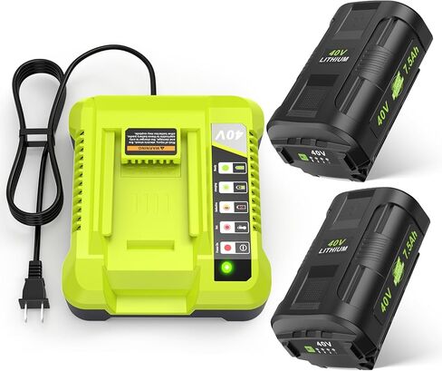 6.0Ah Replacement for Ryobi 40V Battery and Charger Combo Compatible with Ryobi 40V Lithium Battery OP4040 OP4026 OP40601 OP4050A OP4030 OP4050 OP40201 OP40401 (2Battery+1Charger) in Kuwait