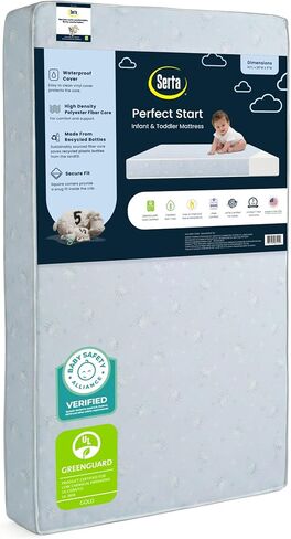 Delta Children Serta Perfect Start Fiber Core Crib and Toddler Mattress Fitted Crib Sheets for Girls and Boys (Pack of 2), Safari Friends (Bundle) in Saudi Arabia