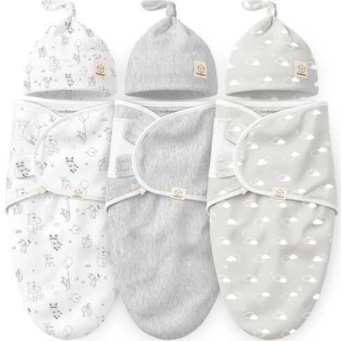 Keababies 3 عبوات القماش لفتيات الأطفال حديثي الولادة ، الأولاد مع القبعات-أكياس نوم ناعمة ناعمة ، قمامة الطفل القابلة للتنفس 3-6 أشهر مجموعة بيني ، Premie Infant Sleep Sack 0-3 أشهر (Nordic) in Saudi Arabia