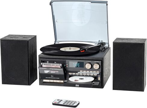 9 in 1 Vinyl 3 Speed Record Player with Bluetooth Turntable for Vinyl with Built-in Speakers USB Playback CD Cassette FM AM Raido Aux in RCA Out Vintage in Saudi Arabia