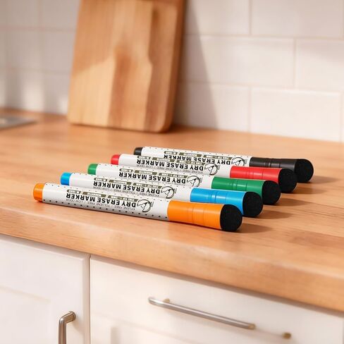 Mag-Fancy Magnetic Dry Erase Marker Set - Fine Tip 1mm Erasable Whiteboard Markers, Build-in Eraser, 9 Color, Safe Inks, Low Odor in Kuwait