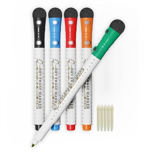 Mag-Fancy Magnetic Dry Erase Marker Set - Fine Tip 1mm Erasable Whiteboard Markers, Build-in Eraser, 9 Color, Safe Inks, Low Odor in Kuwait