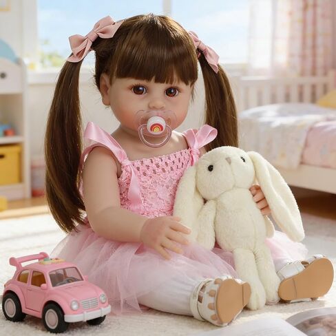 SCOM Lifelike Reborn Dolls Girl -18 Inch Realistic Baby Dolls Newborn Baby Dolls，Lifelike Baby Doll Full Body Silicone Toddler Clothes Gfit Set for Age 3+ in Kuwait