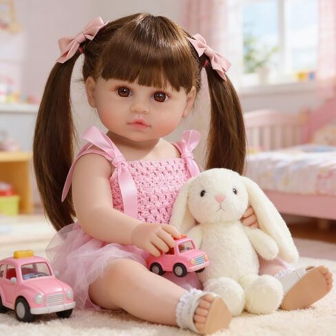 SCOM Lifelike Reborn Dolls Girl -18 Inch Realistic Baby Dolls Newborn Baby Dolls，Lifelike Baby Doll Full Body Silicone Toddler Clothes Gfit Set for Age 3+ in Kuwait