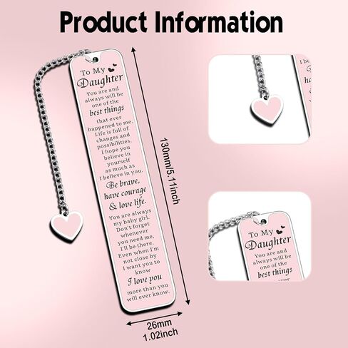 Easter Gifts for Daughter Teen Girls Bookmarks for Daughter Easter Basket Stuffers for Girls Kids Daughter Birthday Gifts to My Daughter Gift from Mom Dad Sweet 16 Stocking Stuffers for Teen Girls in Kuwait