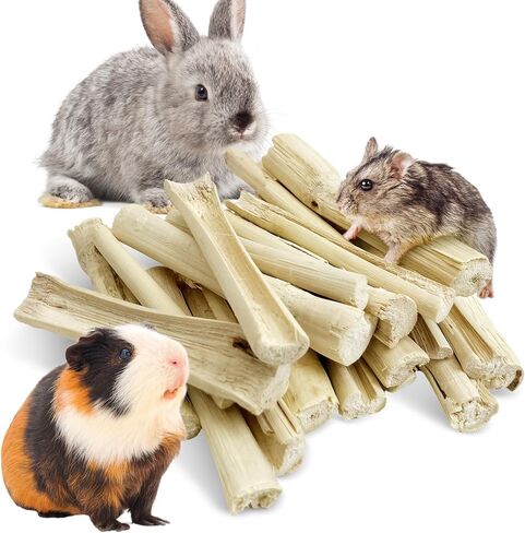 Tfwadmx Small Animal Snacks Sweet Bamboo Treats 200 g Bunny Chew Toys for Chinchilla Rabbit Guinea Pig Hamster Squirrel (About 22-27 Sticks) in Kuwait