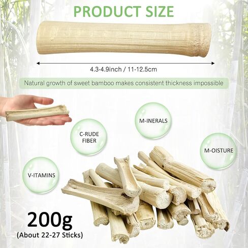 Tfwadmx Small Animal Snacks Sweet Bamboo Treats 200 g Bunny Chew Toys for Chinchilla Rabbit Guinea Pig Hamster Squirrel (About 22-27 Sticks) in Kuwait