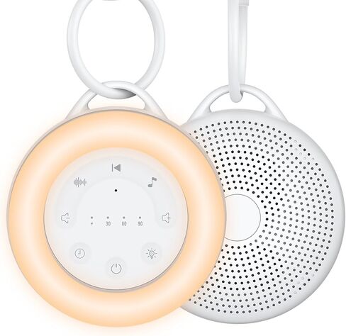 آلة ضوضاء بيضاء محمولة ، 24 صوتًا مهدئًا ، 3 إعدادات مؤقتة مع إضاءة ليلية ، هدية آلة صوتية تعمل بالبطارية الصديقة للطفل للأطفال/روضة الأطفال/النوم/اليوغا/نوم الطفل in Kuwait