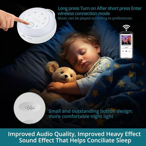 آلة ضوضاء بيضاء محمولة ، 24 صوتًا مهدئًا ، 3 إعدادات مؤقتة مع إضاءة ليلية ، هدية آلة صوتية تعمل بالبطارية الصديقة للطفل للأطفال/روضة الأطفال/النوم/اليوغا/نوم الطفل in Kuwait