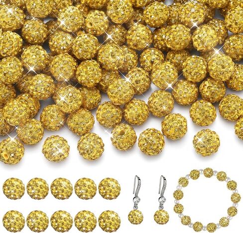 Hicarer 120 PCS حبات الراين للخرز لقلم المجوهرات صنع 10 مم من الكريستال الماس الكريستال الماس البوليمري بوليمر جولة حبة جولة لصياغة قلادة DIY (أسود) in Saudi Arabia