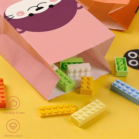 VGOODALL 36 Pack Animal Party Favor Bags with Stickers, 4.7"x 3.1"x 8.7" Paper Treat Bags for Kids Birthdays Classroom Rewards Goodie Gift Supplies in Kuwait