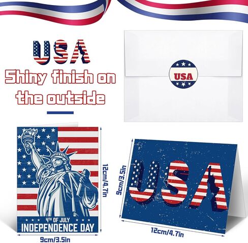 100 Sets Patriotic Greeting Cards with Envelopes Stickers American Flag Patriotic Thank You Cards for Military Veteran July 4th Memorial Day (Bright Flag) in Kuwait