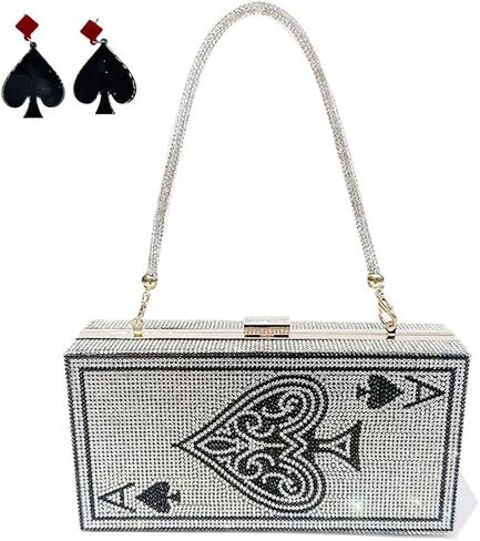 pearl&she Diamond Women Evening Handbags Purse Minaudiere Clutch Bag,Stack of Cash Dollars Crystal Clutch Purses in Kuwait
