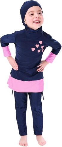 OwlFay Mu Swimsuits For Girls Kids Islamic Burkini Full Cover Hijab Top Pants Swim Costume Bathing Suit in Saudi Arabia