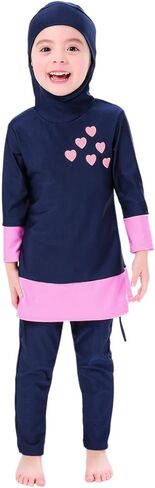 OwlFay Mu Swimsuits For Girls Kids Islamic Burkini Full Cover Hijab Top Pants Swim Costume Bathing Suit in Saudi Arabia